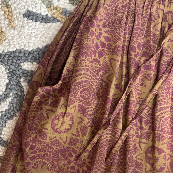 Bohemian Multi-Color Maxi Skirt with pockets mushroom earthy pattern - Picture 10 of 13